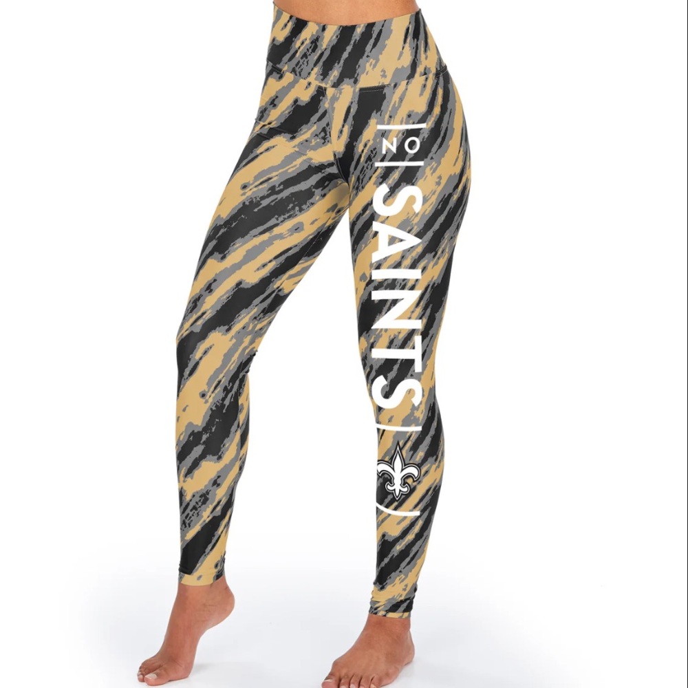 ZUBAZ NFL WOMEN'S NEW ORLEANS SAINTS DIAGONAL STREAK LEGGINGS